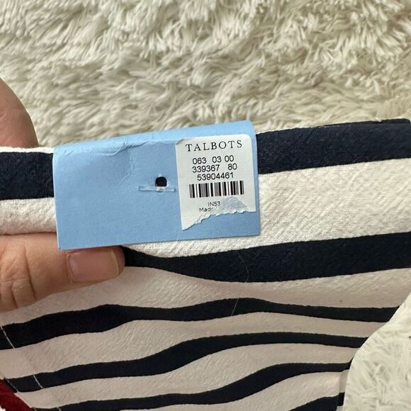 Talbots 4 Piece Napkins - Striped Blue & Red Fringes with Embroidered Shell Prin - Picture 5 of 7